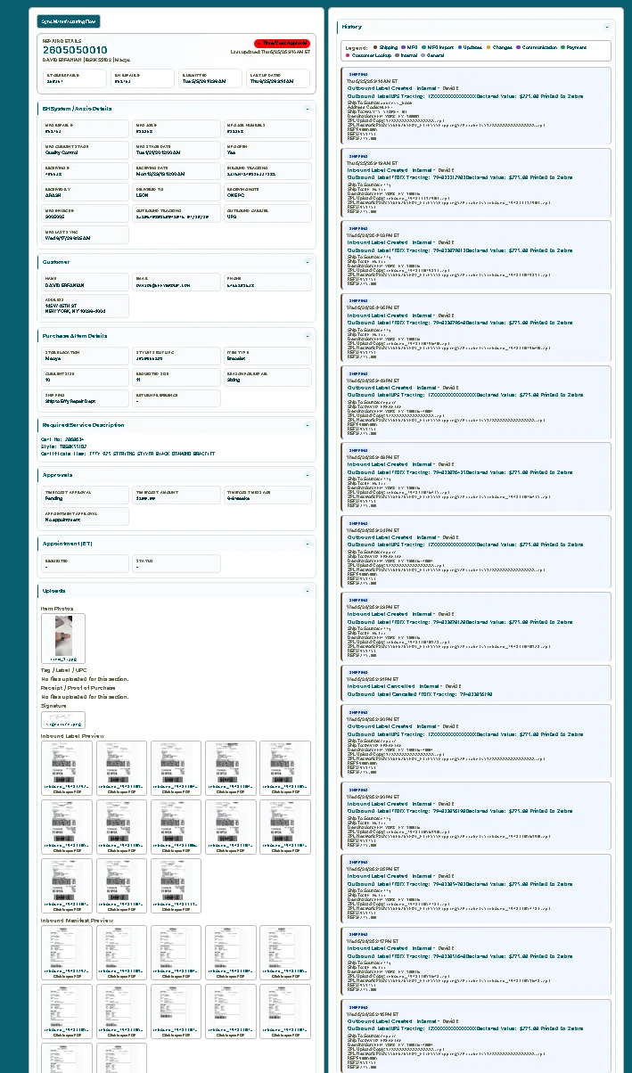 AdminDetail application interface