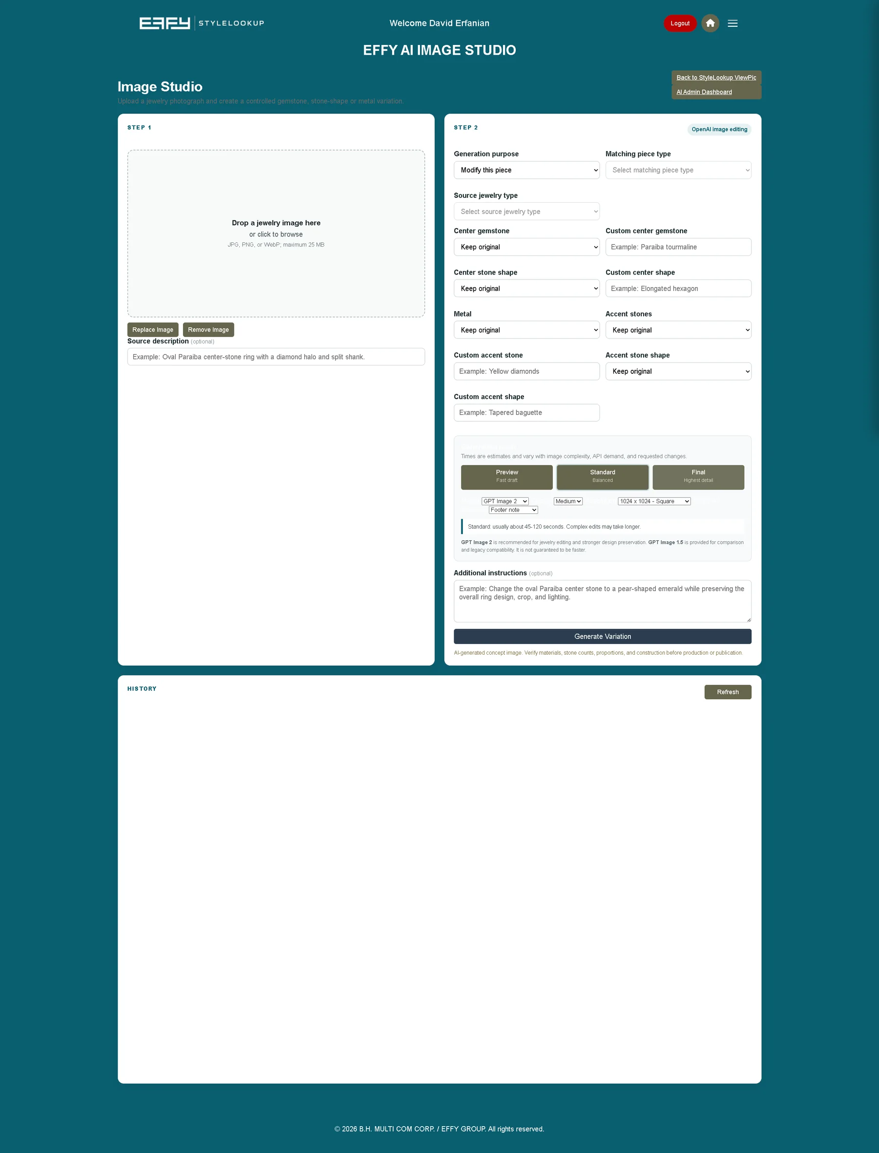 AIStudio application interface