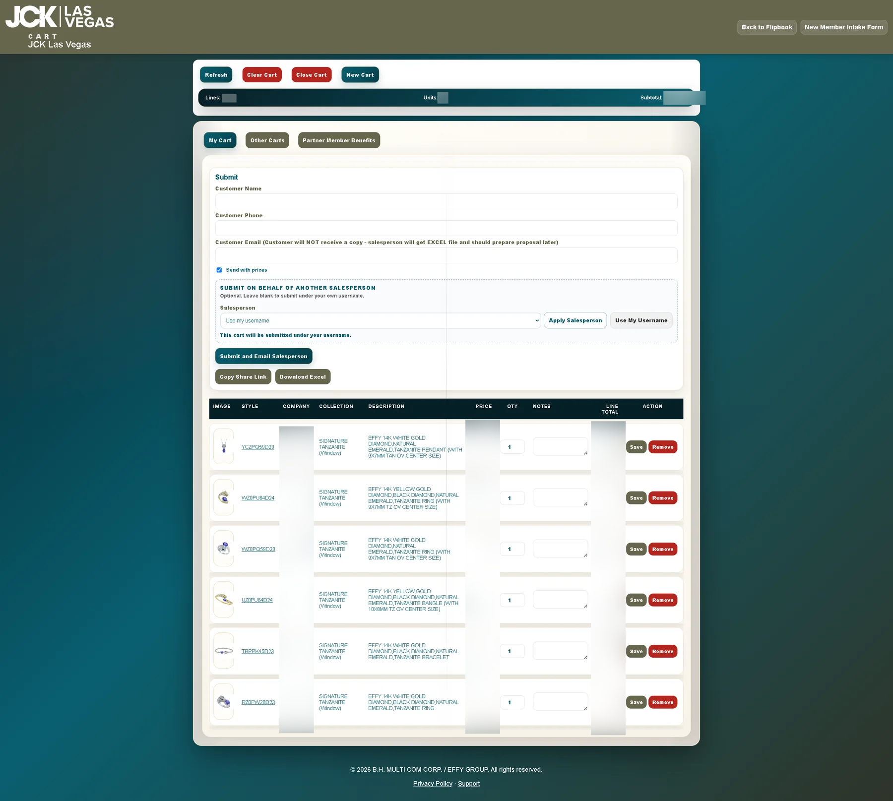 DigitalFlipbookCatalog Cart application interface