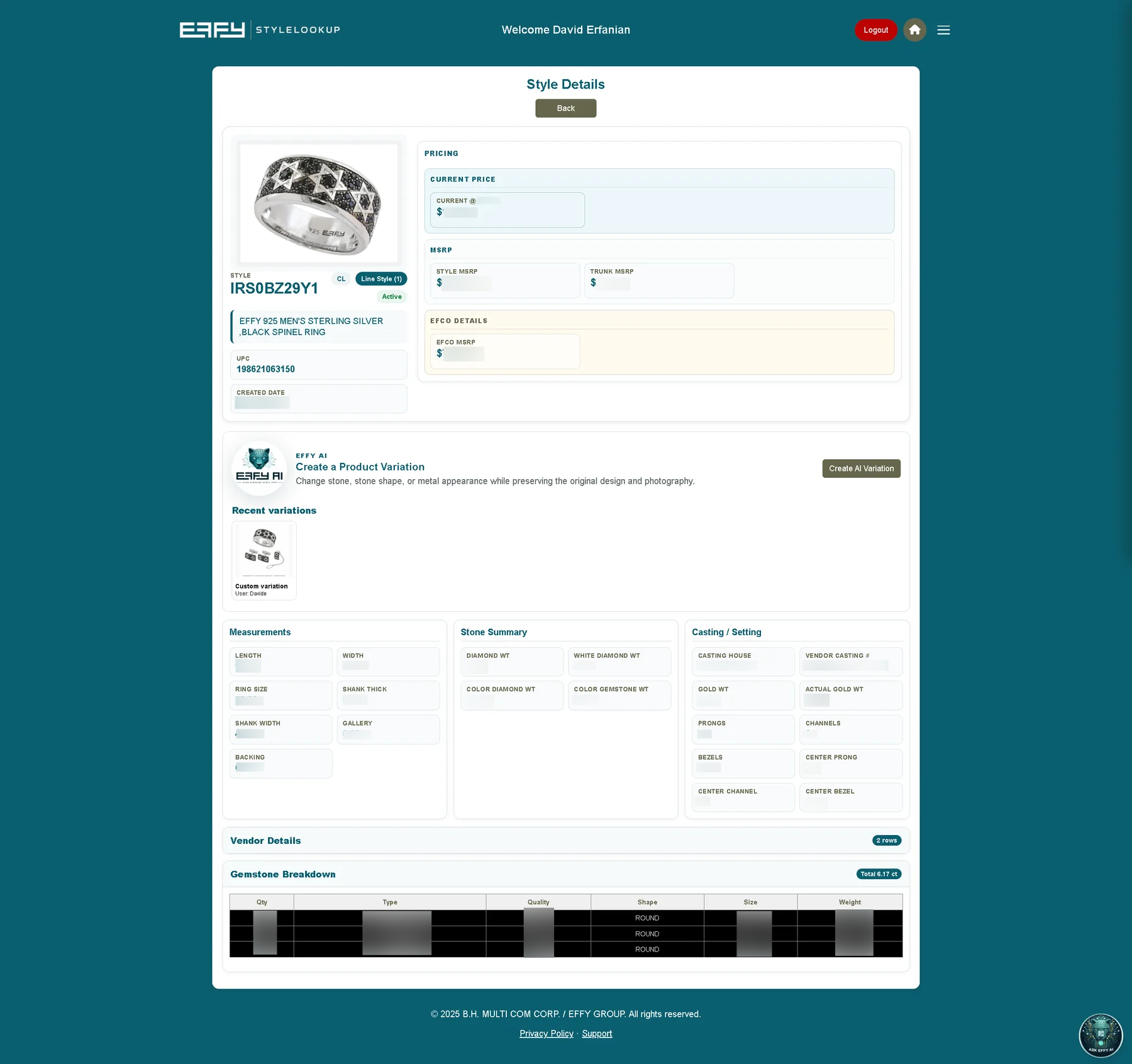ProductDetails application interface