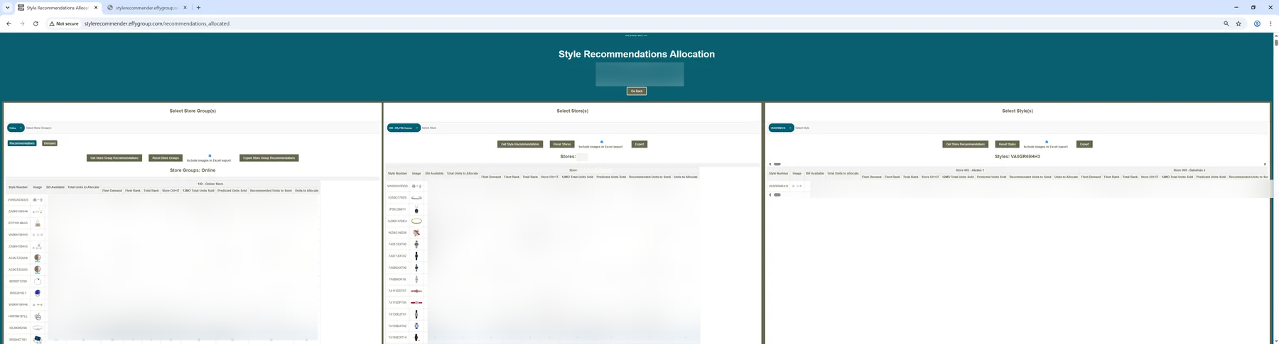 Allocation application interface