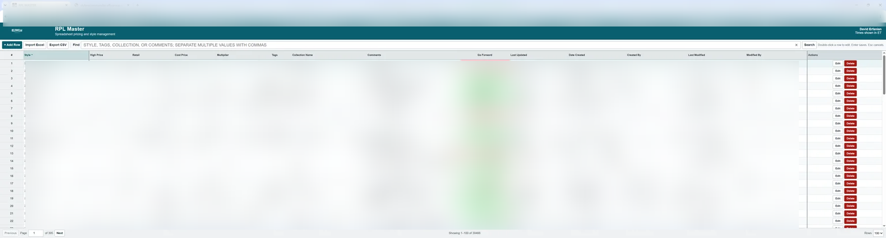 RPLMasterPortal application interface